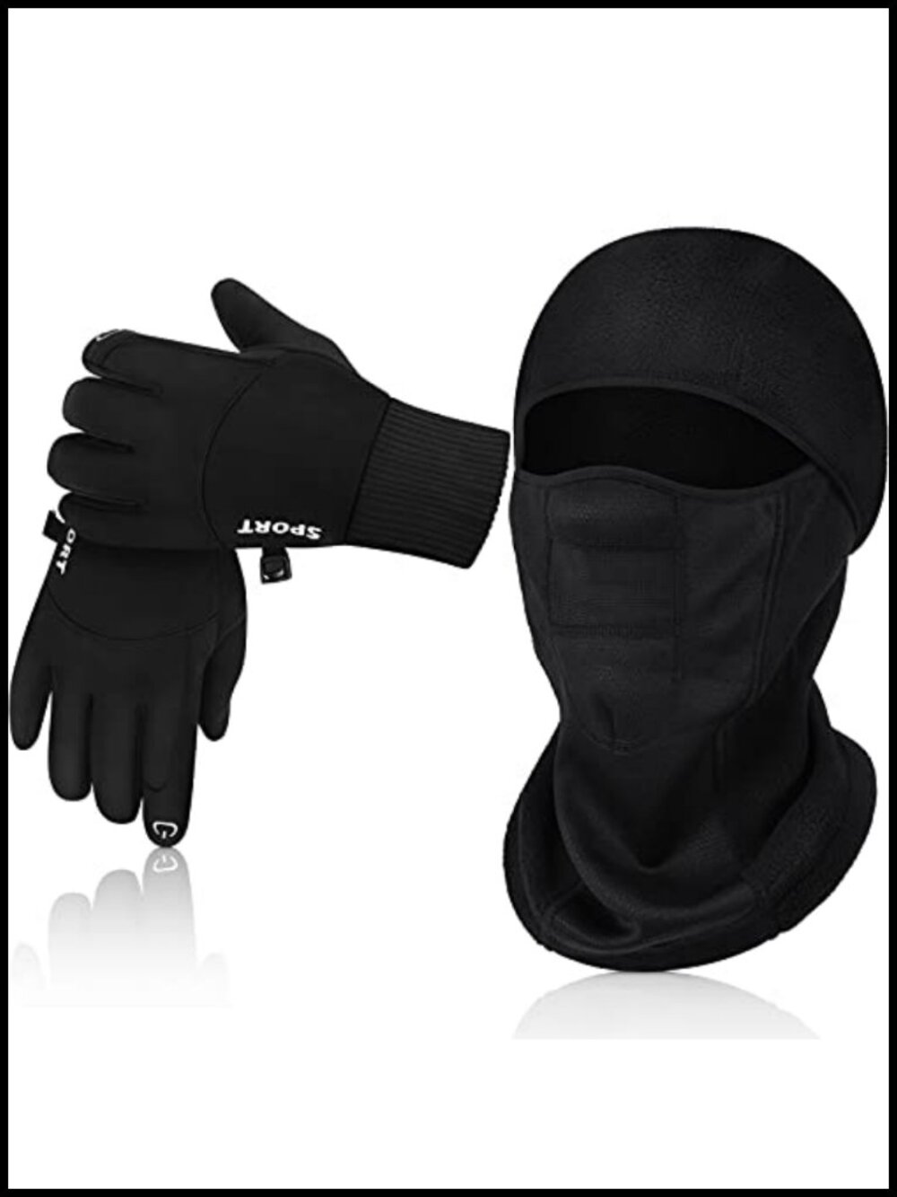 Winter Balaclava Ski Mask Touchscreen Gloves Set Fleece Waterproof